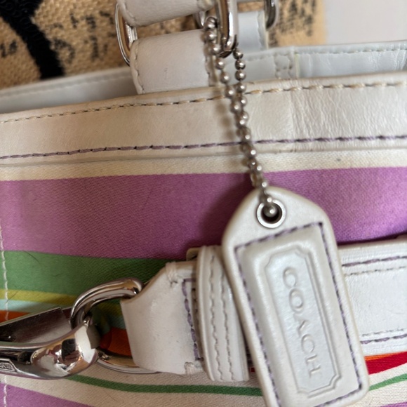 Vintage Stripe Coach Handbag & wristlet - Picture 6 of 8